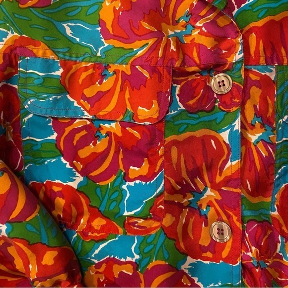Vintage 80s Lord & Taylor Silk Floral Set Cropped Jacket Resort M/L - Picture 16 of 16
